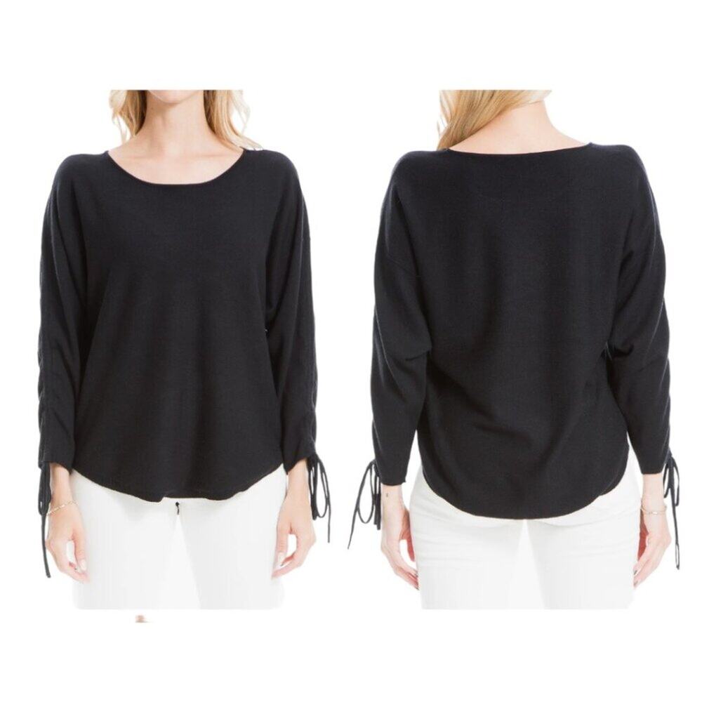 Max Studio Ruched Dolman Sleeve Top Black Size Small NWOT $98 MSRP